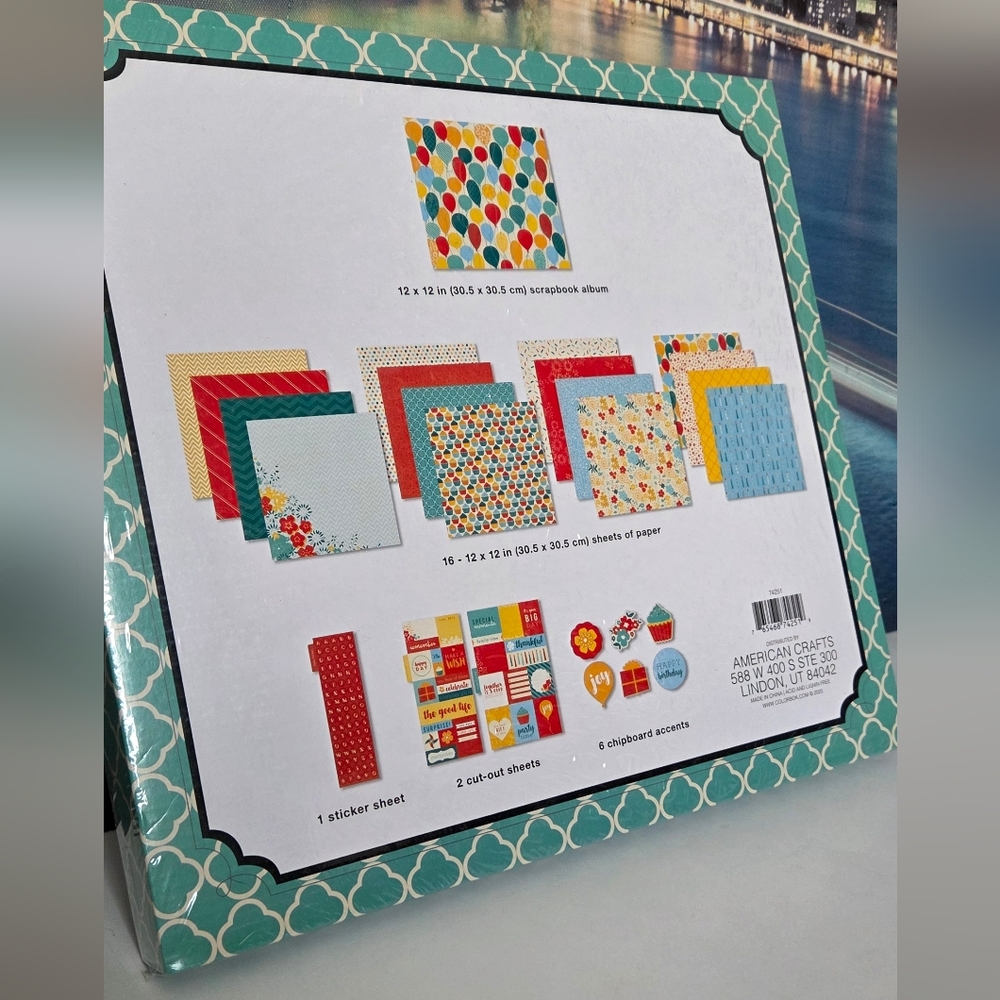 American Crafts Scrapbook Box Birthday Kit NIB - Picture 3 of 11
